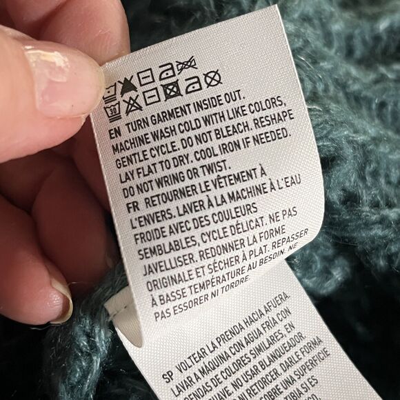 American Eagle Sweater NEW Dark Teal Nylon Acrylic Open Knit Pullover Boho S - Picture 8 of 10